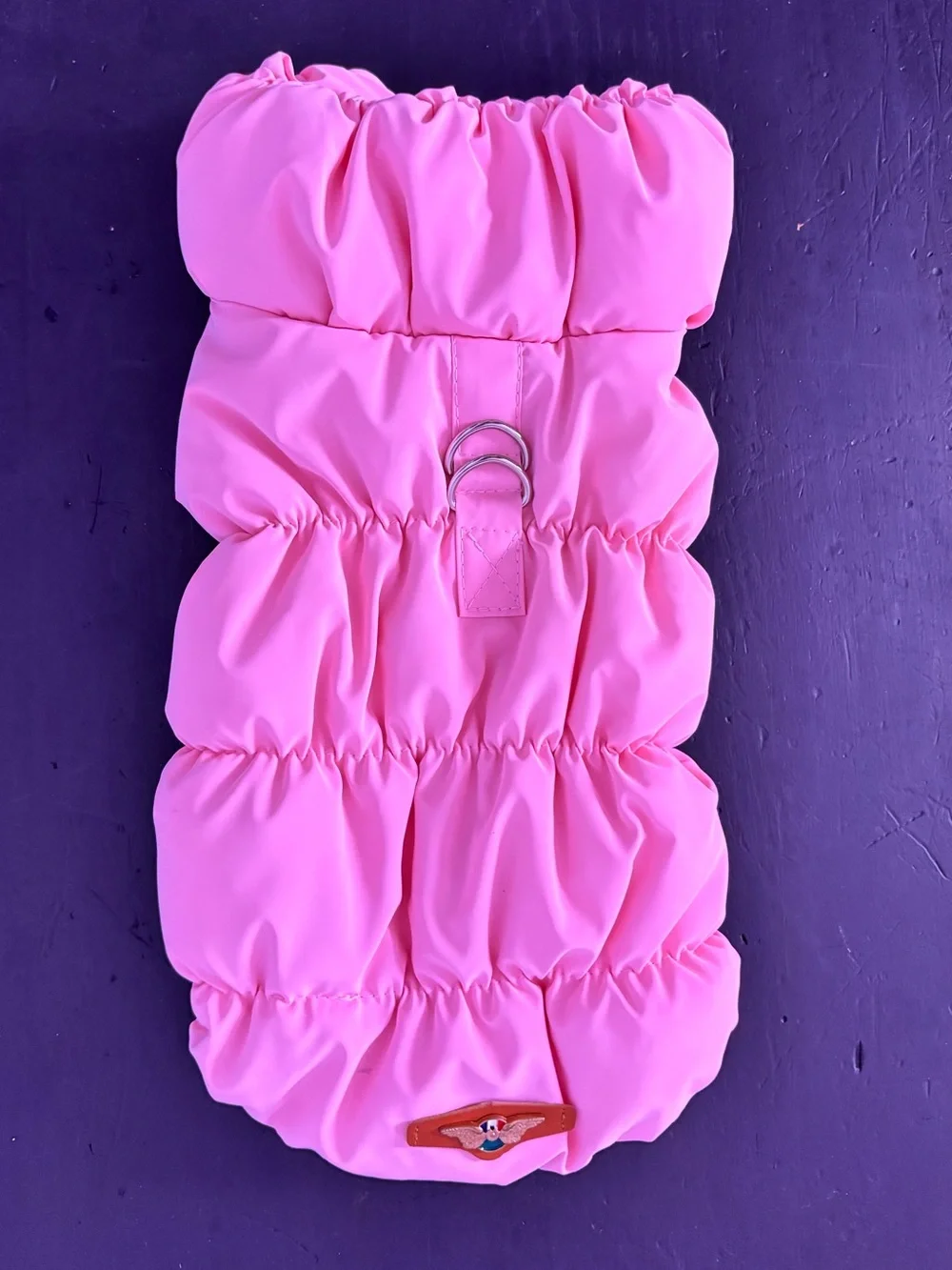 Bright Pink Quilted Puffer Dog Jacket with D-Ring